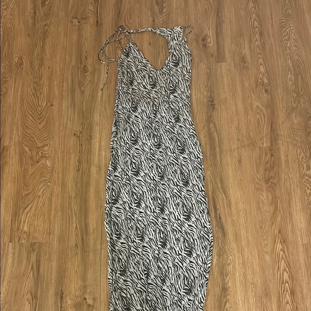 Zara Zebra Print Sheath Maxi Dress